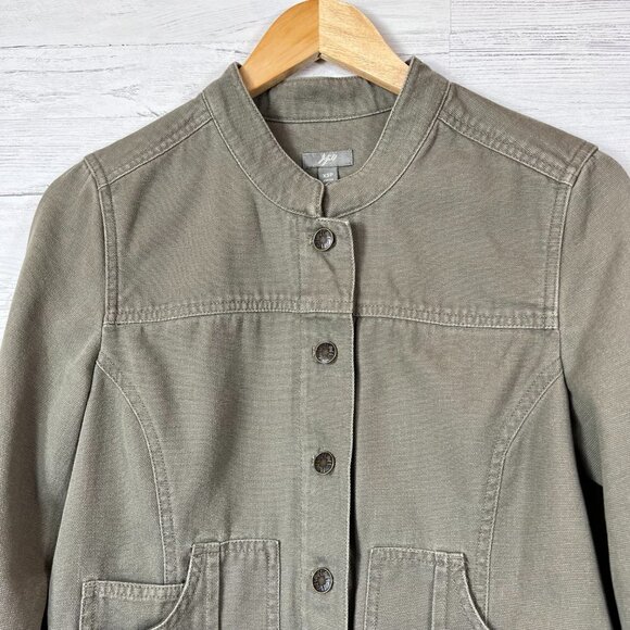 J Jill Jacket Womens Size XSP Olive Green Utility Military Distressed Denim Army - Picture 4 of 13
